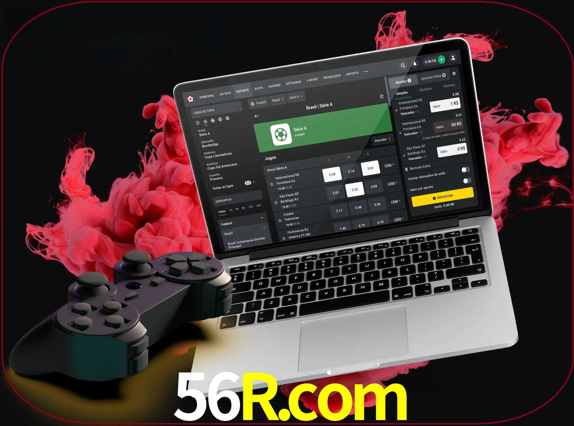 Visite a secção especial de jogos de vídeo em 56r para descobrir em que jogos pode apostar e ganhar muito dinheiro.